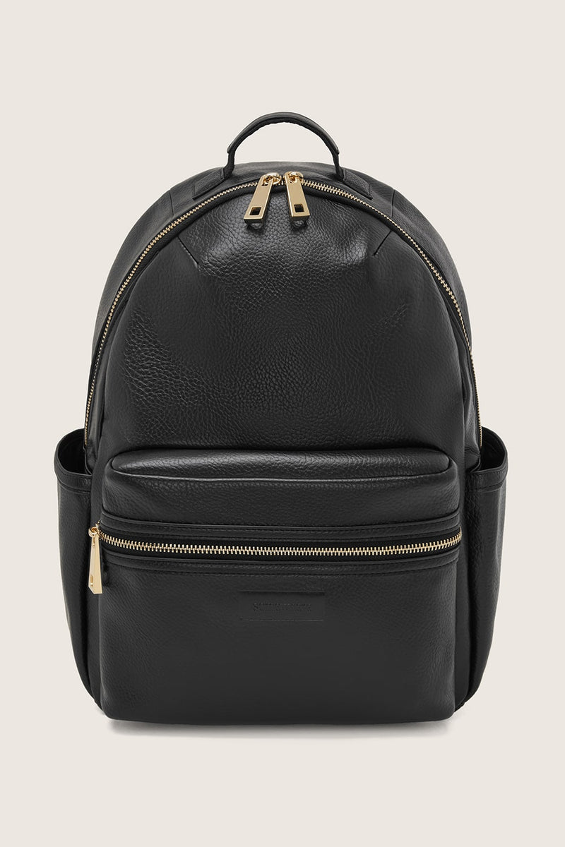 black gold leather backpack The Lea Backpack - Black/Gold Vegan Leather Backpack
