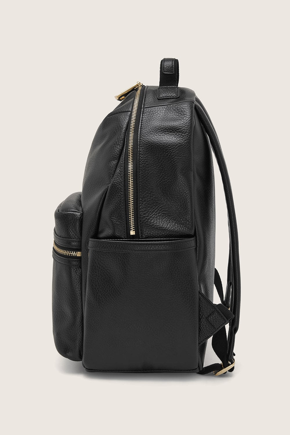 black pu leather school backpack with gold zipper The Lea Backpack - Black/Gold Vegan Leather Backpack