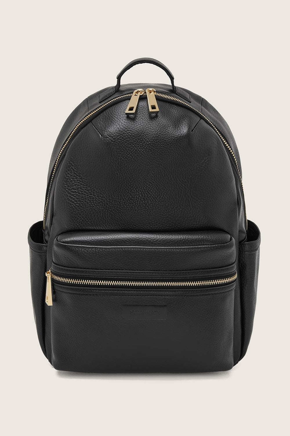 black and gold faux leather mini backpack The Lea Backpack - Black/Gold Vegan Leather Backpack