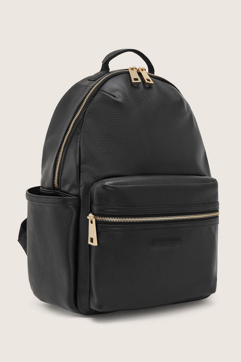 The Lea Backpack - Black/Gold Vegan Leather Backpack